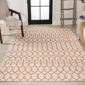 Ourika Moroccan Geometric Textured Weave Indoor/outdoor Rug